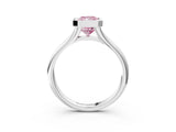 Platinum Bezel Set Fancy Pink Radiant  Solitaire Diamond Ring with Smooth Band 4