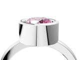 Platinum Bezel Set Fancy Pink Round Cut Solitaire Engagement Ring with Classic Band_10