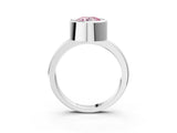 Platinum Bezel Set Fancy Pink Round Cut Solitaire Engagement Ring with Classic Band_9
