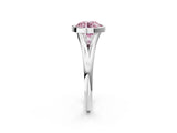 Platinum Bezel Set Fancy Pink Round  Cut Solitaire Ring with Tapered Band 3