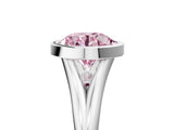 Platinum Bezel Set Fancy Pink Round  Cut Solitaire Ring with Tapered Band