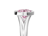 Platinum Bezel Set Fancy Pink Round  Solitaire Diamond Ring with Smooth Band