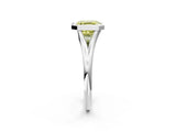Platinum Bezel Set Fancy Yellow Asscher  Cut Solitaire Ring with Tapered Band 3