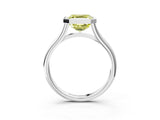 Platinum Bezel Set Fancy Yellow Asscher  Cut Solitaire Ring with Tapered Band 4