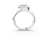 Platinum Bezel Set Fancy Yellow Asscher  Solitaire Ring with Wide Band 4