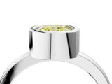 Platinum Bezel Set Fancy Yellow Cushion Cut Solitaire Engagement Ring with Classic Band_16