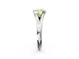 Platinum Bezel Set Fancy Yellow Cushion  Solitaire Diamond Ring with Smooth Band 2