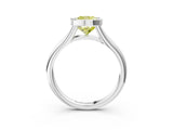 Platinum Bezel Set Fancy Yellow Cushion  Solitaire Diamond Ring with Smooth Band 3