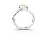 Platinum Bezel Set Fancy Yellow Cushion  Solitaire Ring with Wide Band 3