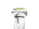 Platinum Bezel Set Fancy Yellow Cushion  Solitaire Ring with Wide Band 5