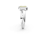 Platinum Bezel Set Fancy Yellow Emerald  Solitaire Ring with Wide Band 2