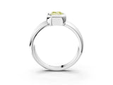 Platinum Bezel Set Fancy Yellow Emerald  Solitaire Ring with Wide Band 3