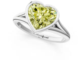 Platinum Bezel Set Fancy Yellow Heart  Cut Solitaire Ring with Tapered Band 2