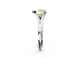 Platinum Bezel Set Fancy Yellow Heart  Solitaire Diamond Ring with Smooth Band 2