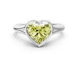 Platinum Bezel Set Fancy Yellow Heart  Solitaire Diamond Ring with Smooth Band