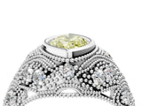 Platinum Bezel Set Fancy Yellow Marquise Cut Diamond Milgrain Band Ring_16