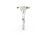 Platinum Bezel Set Fancy Yellow Marquise  Cut Solitaire Ring with Tapered Band 3