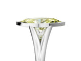 Platinum Bezel Set Fancy Yellow Marquise  Cut Solitaire Ring with Tapered Band