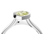 Platinum Bezel Set Fancy Yellow Marquise  Solitaire Diamond Ring with Smooth Band 4