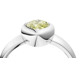 Platinum Bezel Set Fancy Yellow Marquise  Solitaire Ring with Wide Band