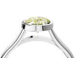 Platinum Bezel Set Fancy Yellow Oval  Cut Solitaire Ring with Tapered Band 5
