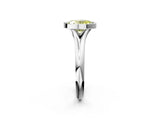 Platinum Bezel Set Fancy Yellow Oval  Solitaire Diamond Ring with Smooth Band 3