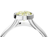 Platinum Bezel Set Fancy Yellow Oval  Solitaire Diamond Ring with Smooth Band 5
