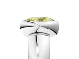 Platinum Bezel Set Fancy Yellow Oval  Solitaire Ring with Wide Band 1