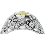 Platinum Bezel Set Fancy Yellow Pear Cut Diamond Milgrain Band Ring_16
