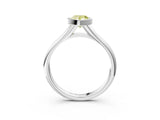 Platinum Bezel Set Fancy Yellow Pear  Solitaire Diamond Ring with Smooth Band 3
