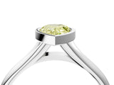 Platinum Bezel Set Fancy Yellow Pear  Solitaire Diamond Ring with Smooth Band 4