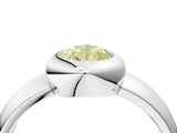 Platinum Bezel Set Fancy Yellow Pear  Solitaire Ring with Wide Band 5