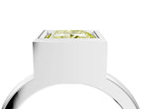 Platinum Bezel Set Fancy Yellow Princess Cut Solitaire Engagement Ring with Classic Band_10