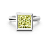 Platinum Bezel Set Fancy Yellow Princess Cut Solitaire Engagement Ring with Classic Band_6