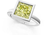 Platinum Bezel Set Fancy Yellow Princess Cut Solitaire Engagement Ring with Classic Band_7