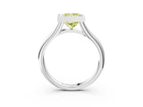 Platinum Bezel Set Fancy Yellow Princess  Solitaire Diamond Ring with Smooth Band 4