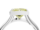 Platinum Bezel Set Fancy Yellow Princess  Solitaire Diamond Ring with Smooth Band 5