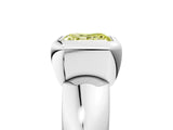 Platinum Bezel Set Fancy Yellow Princess  Solitaire Ring with Wide Band 5