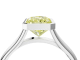 Platinum Bezel Set Fancy Yellow Radiant  Cut Solitaire Ring with Tapered Band 4