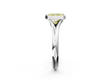 Platinum Bezel Set Fancy Yellow Radiant  Solitaire Diamond Ring with Smooth Band 2