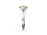 Platinum Bezel Set Fancy Yellow Round  Solitaire Diamond Ring with Smooth Band 3