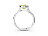 Platinum Bezel Set Fancy Yellow Round  Solitaire Diamond Ring with Smooth Band 4