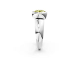 Platinum Bezel Set Fancy Yellow Round  Solitaire Ring with Wide Band 3