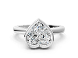 Platinum Bezel Set Heart Cut Solitaire Engagement Ring with Classic Band_7