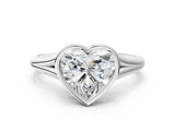 Platinum Bezel Set Heart Cut Solitaire Ring with Tapered Band 1