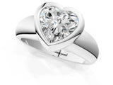 Platinum Bezel Set Heart Solitaire Ring with Wide Band 2