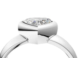 Platinum Bezel Set Heart Solitaire Ring with Wide Band 5