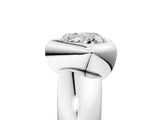 Platinum Bezel Set Heart Solitaire Ring with Wide Band