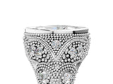 Platinum Bezel Set Marquise Cut Diamond Milgrain Band Ring_18