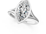 Platinum Bezel Set Marquise Cut Solitaire Ring with Tapered Band 2